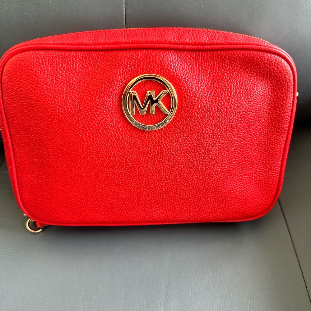 Michael Kors Red Leather Crossbody Purse